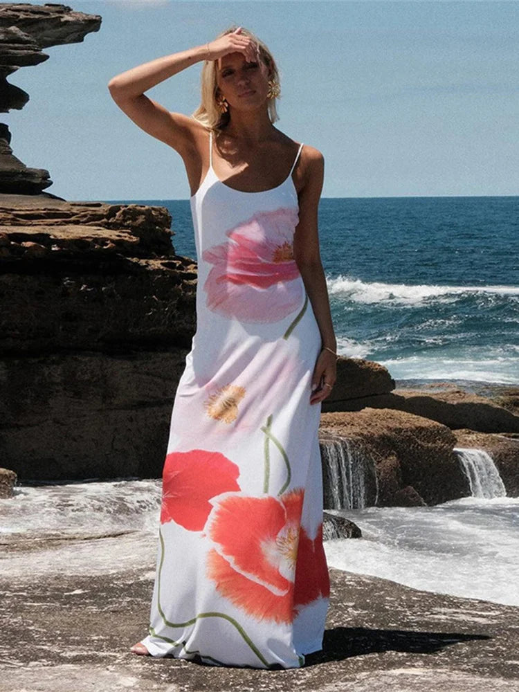 Aiertu  -  2025 New Trend Dress Women Sexy Summer Flowers Camis Sleeveless Soft Stretch Sweet Maxi Bodycon Skinny Elastic Vestidos Aiertu
