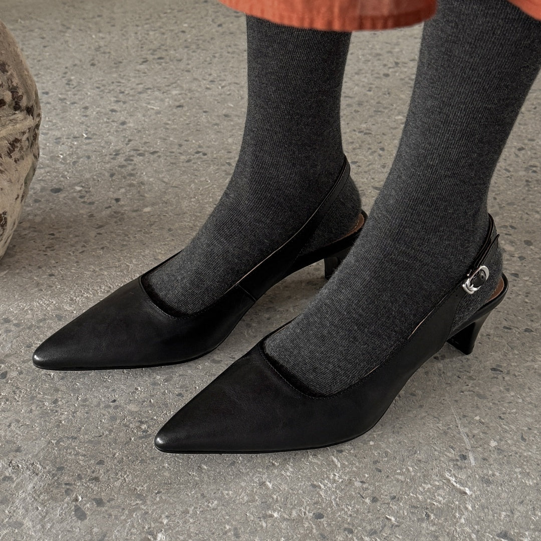 Aiertu  Women's cow leather pointed toe slingback 5cm thin high heel pumps elegant ladies slim daily dress heeled shoes for woman 2024 Aiertu