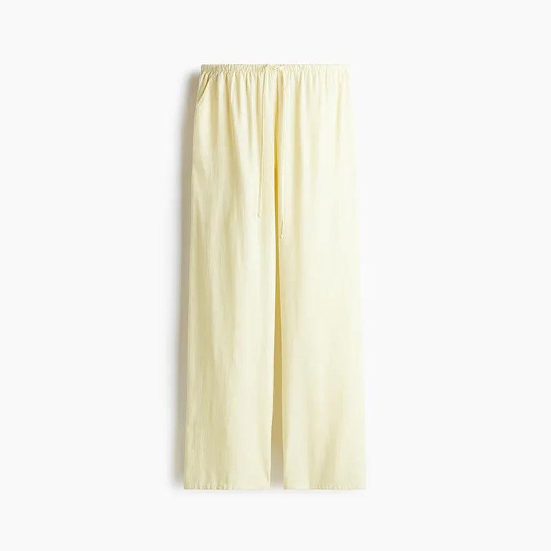 Aiertu  -  Casual Baggy Pants Women High Waist Wide Leg Straight Drawstring 2025 Summer Trouser Low Waist Striped Holiday Street Pants Aiertu