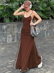 Aiertu  Women Bodycon High Waist Camisole Dress 2025 Summer Slim Sexy Backless Patchwork Sundress Vacation Beach Party Dresses Aiertu