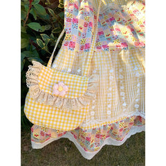 Aiertu  -  Vintage Plaid Midi Skirt Women Japanese Harajuku Print Skirts Summer Y2K Boho Korean Lace Patchwork Casual Design Faldas Aiertu