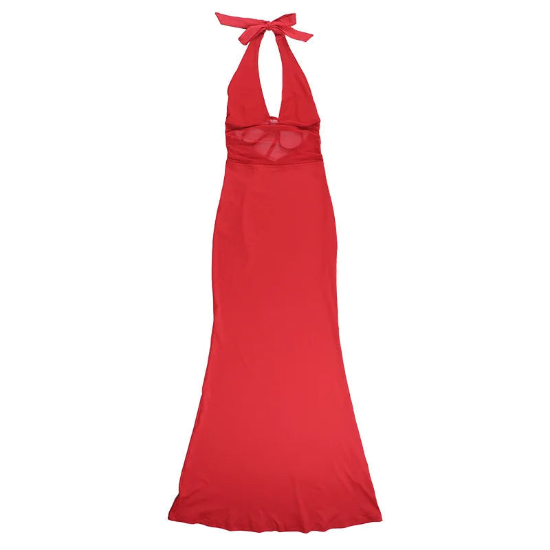 Aiertu  -  Sexy Hanging Collar Backless Tight Long Dress Women Slim Lace Up Party Dress Club Evening Dress Summer New 2026 Vestido Aiertu