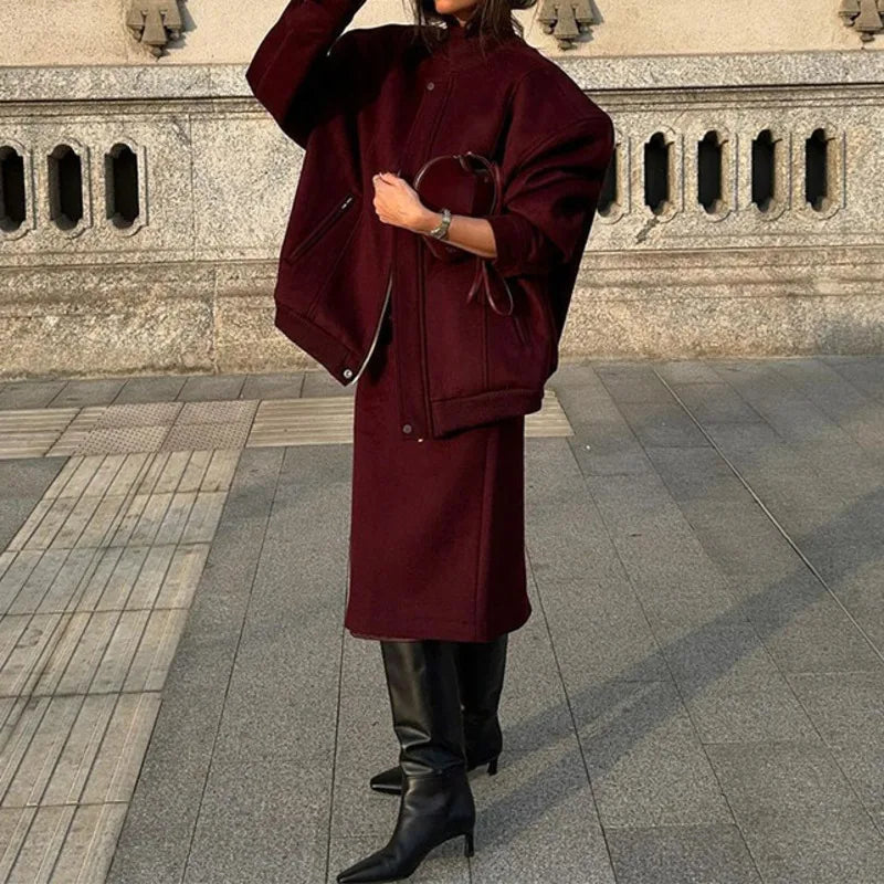 Aiertu  -  Chic Stand Collar Zipper Baseball Jersey Women Loose Casual Long Sleeve With Pocket Jackets Autumn Winter New Female Coats Aiertu