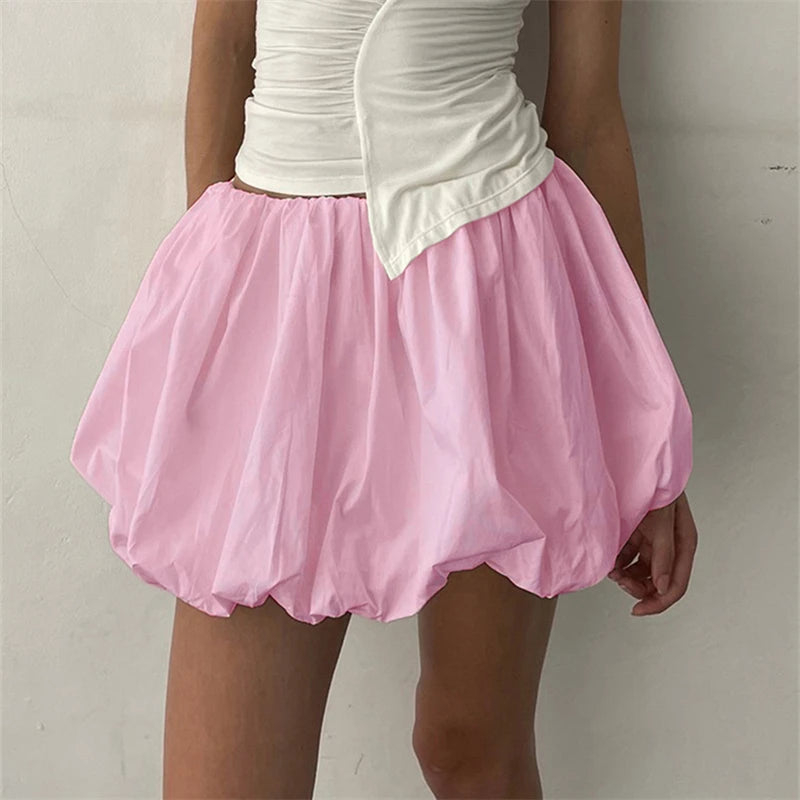 Aiertu  -  Women Y2K Bubble Skirt High Waist Ruffle Hem A Line Pleated Mini Short Skirt Teen Girls Puffy Short Skirts Streetwear Aiertu