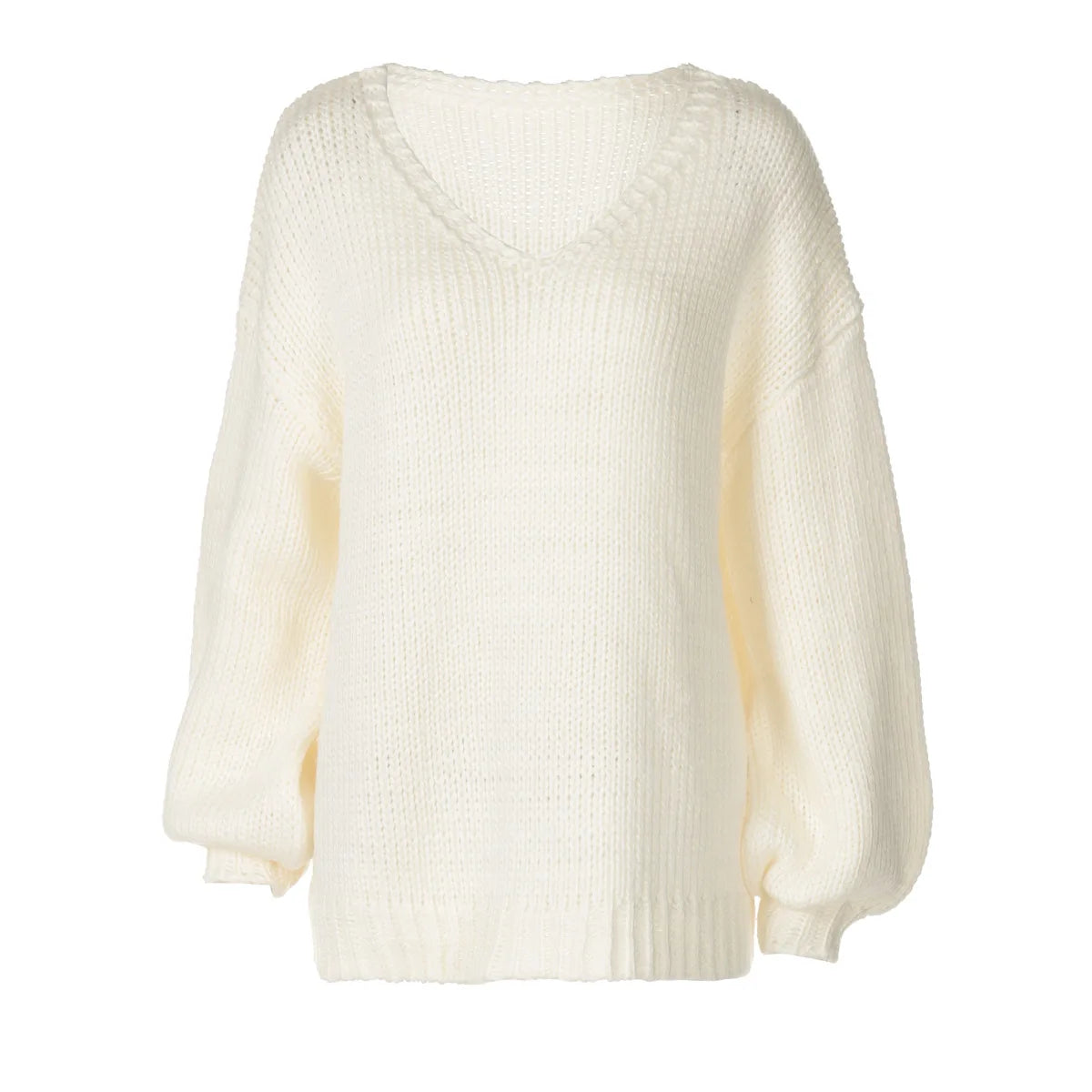 Aiertu  -  Loose Big V Neck knitted Sweater For Women Casual Solid Color Pullovers Top Long Sleeve Hollow Top Autumn Winter New 2026 Aiertu