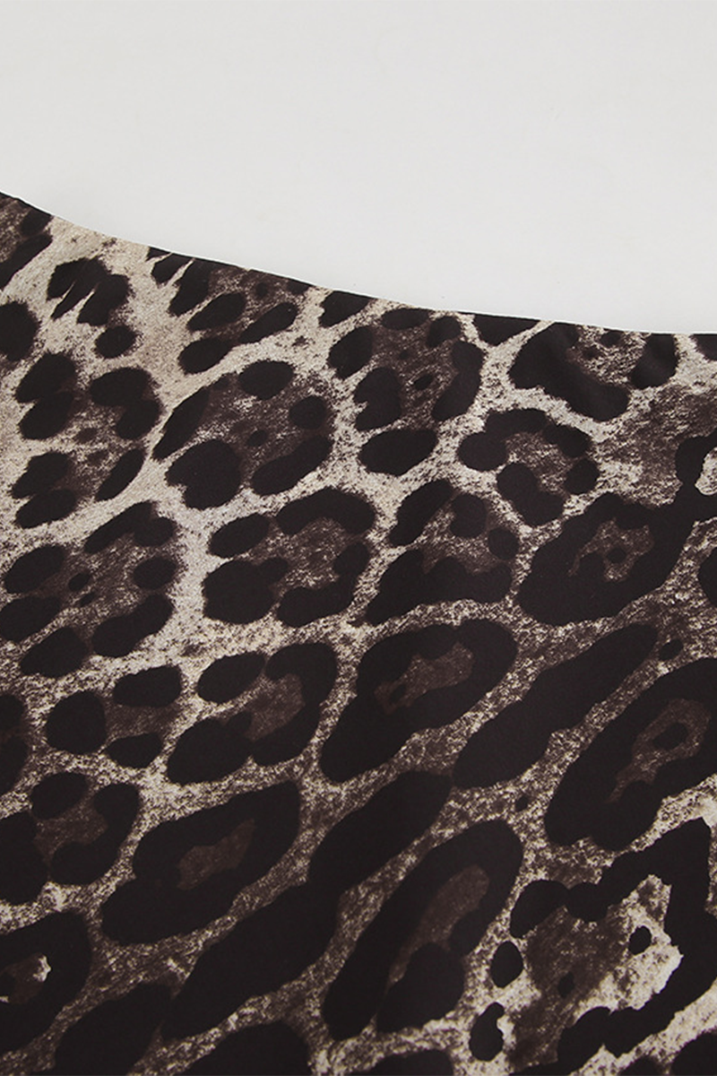 Aiertu  -Sexy Street Leopard Patchwork Zipper Fishtail Regular High Waist Full Print Bottoms aiertu