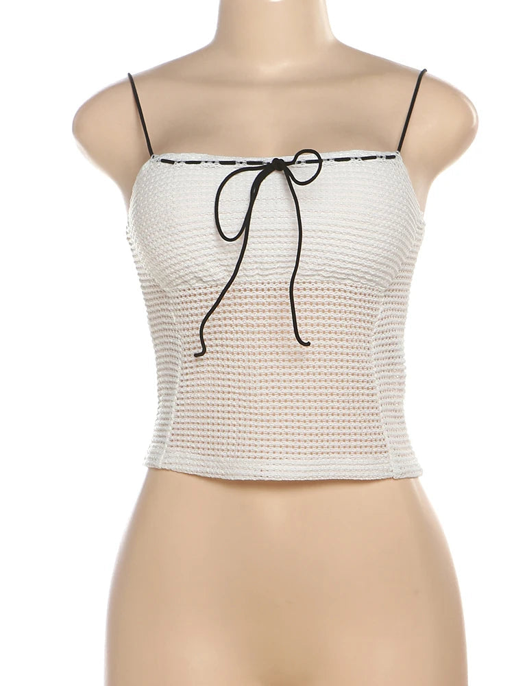 Aiertu  -  Summer Matching Sweat 2 Piece Sets Sexy Fashion Lace Up Knitted Camis+Shirring Stretch Mini Shorts Female Trend Outfits Aiertu