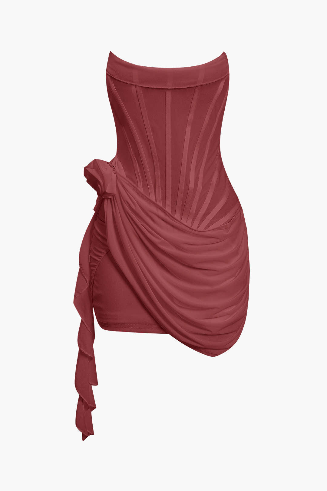 Aiertu  3D Floral Ruffle Corset Mini Dress Aiertu