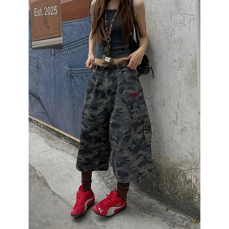 Aiertu  -  Women's Camouflage Cargo Jeans Harajuku Y2k Baggy Denim Trousers 90s Aesthetic Jean Pants Vintage 2000s Emo Trashy Clothes 2025 Aiertu
