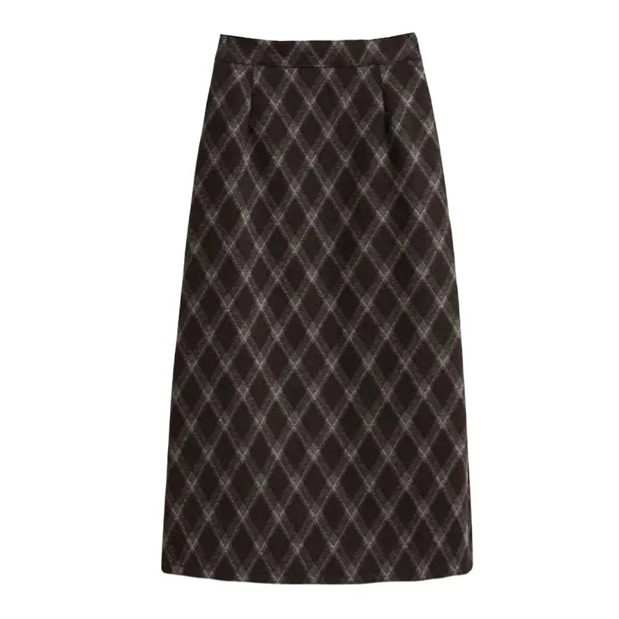 Aiertu  -  party look snspos 2025 New Women Spring Autumn Plaid Print Wrap Hips Skirts Fashion Ankle-Length Sexy Slim Pencil Preppy Style Girls Midi Skirt Aiertu