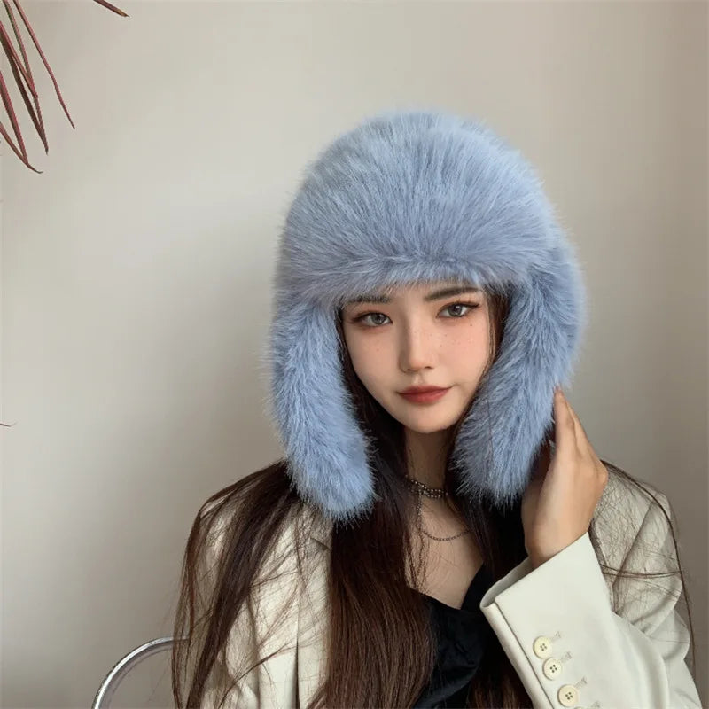 Aiertu  -  Bucket Hat Purple Winter New Candy Color Faux Fur Y2k Warm Plush Basin Hat Unisex Bucket Hat Hat Hats for Women Aiertu