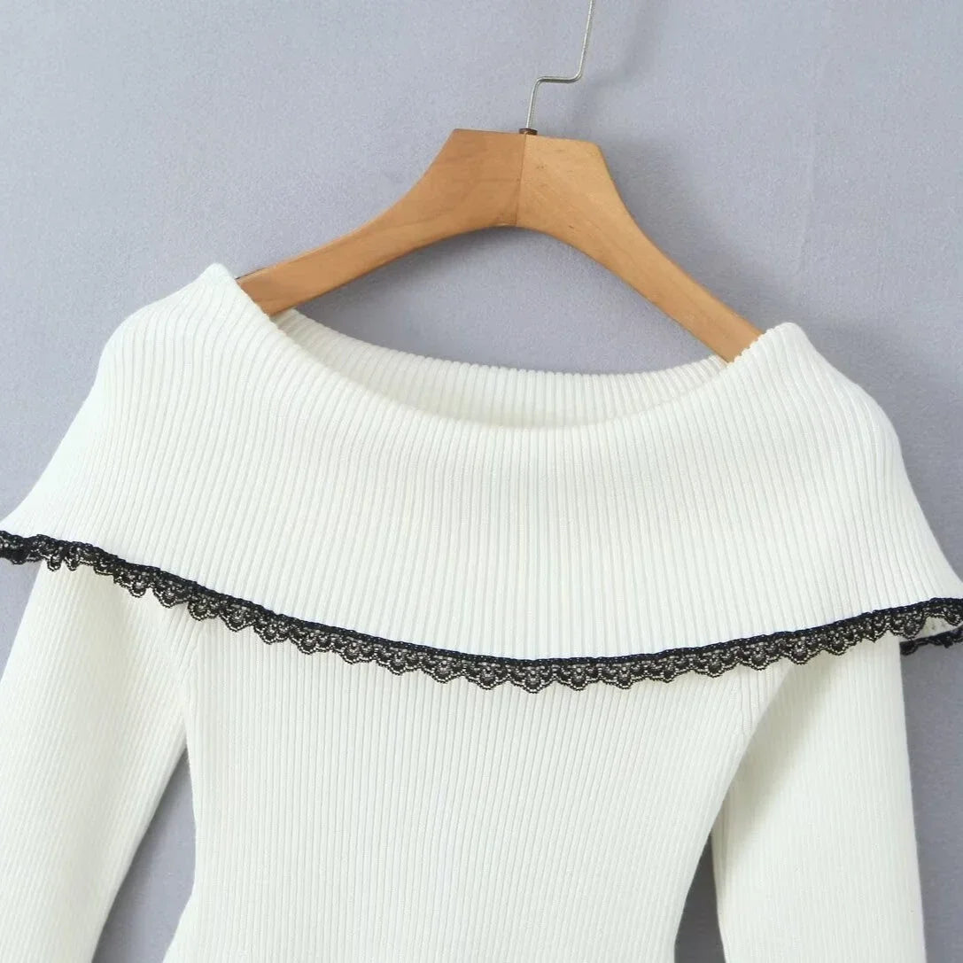 Aiertu  -  Autumn Off The Shoulder Sweater Dress 2026 Elegant Long Sleeve Knitted Dress Sexy Causal Warm White Dress Women Aiertu