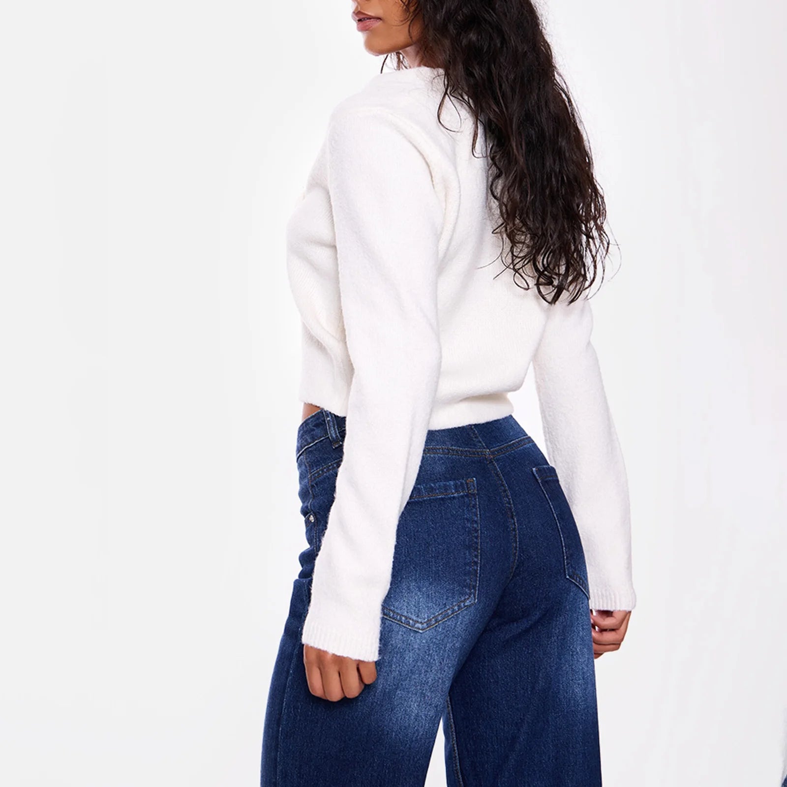 Aiertu  -  Women's Autumn Short Sweater Cardigan Solid Long Sleeve V Neck Oblique Button Up Knitwear Aesthetic Retro Streetwear Aiertu