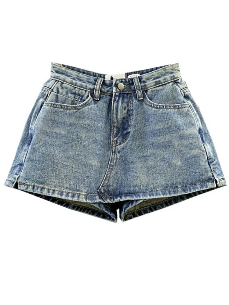 Aiertu Summer High-Waisted Vintage Women Denim Short Skirt Small New Slim Sexy Korea Fashion Girl Cute Street A-line Mini Jeans Pants Aiertu