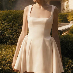 Aiertu  -  High Street Women Elegant White Party Mini Dress Sexy Backless Sleeveless Bridesmaids Robe Summer Aiertu