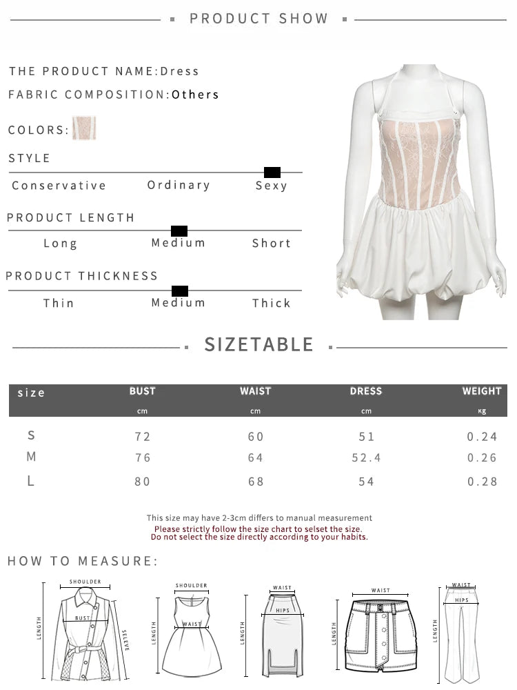 Aiertu  -  See Through Woman Dress Fishbone Patchwork Halter Sleeveless Skinny Backless 2025 Summer Funky Trend Fluffy Mini Bodycon Aiertu
