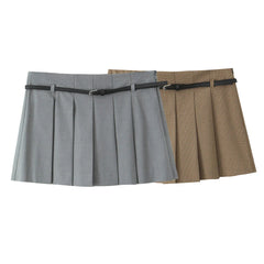 Aiertu  -  European and American style autumn new all-match high waist side zipper pleated short skirt women's fashion all-match college st Aiertu