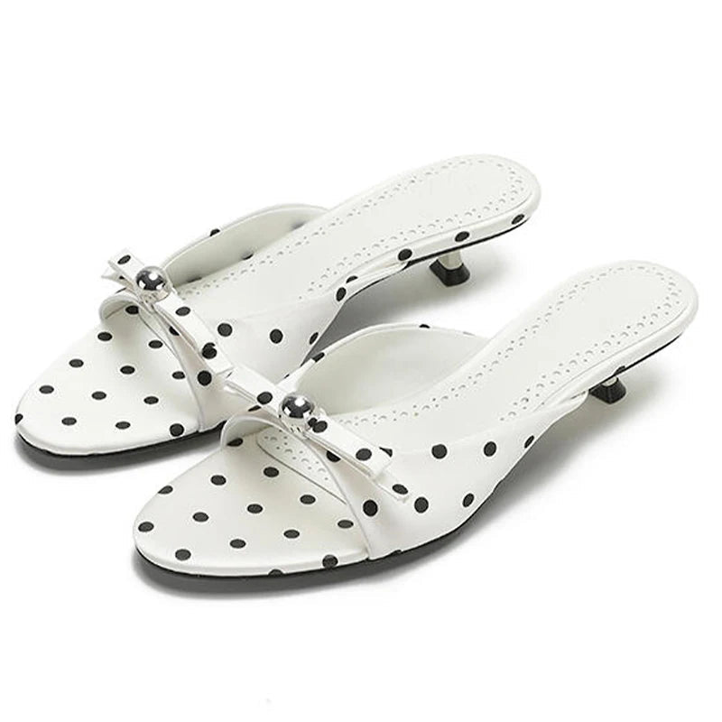 Aiertu  -   New Summer Thin Low Heels Slippers Women Fashion Butterfly-knot Open Toe Sandals Female Slides Shoes Aiertu