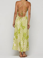 Aiertu  -  Elegant Maxi Dress with Boho Floral Print Adjustable Spaghetti Straps and Flowy Silhouette for Summer Beach Wedding or Aiertu