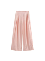 Aiertu  -  Women Sumemr Pleated 2-Pieces Sets Fashion Solid Poplin Blouses Tops and Trousers Female Elegant Street Two Suits Clothing Aiertu