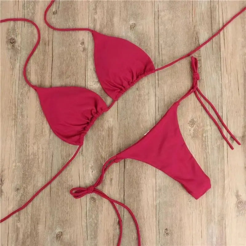 Aiertu  -  New Fashion Harajuku Printed Swimwear Bikini Set Sponge Padded Chest Three point Adjustable Bathing Suit Women Sexy and Cute Aiertu