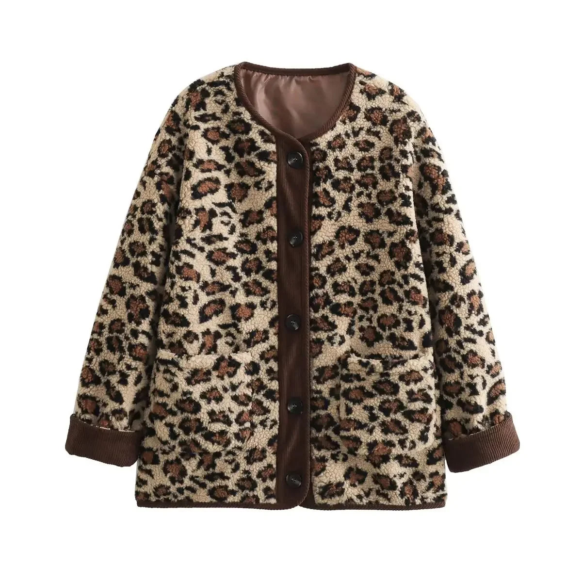 Aiertu  Autumn Leopard Jacket Coat Women New Arrivals O Neck Single Breasted Jacket Casual Female Coat Aiertu