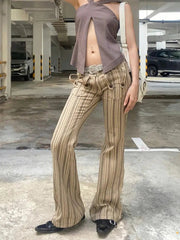 Aiertu  -  Vintage Harajuku Sheath High Waist Flared Jeans Female Hight Street Retro Y2K Pants Women's Striped Slim 2000s Denim Trouser Aiertu