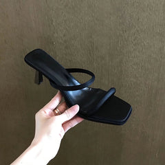 Aiertu  -  Summers Narrow Band Women Slippers Shoes Casual Street Style Ladies Open Toe High Heel Slides Aiertu