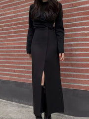 Aiertu  -  Slim Slit Elegant Long Skirts For Women Autumn High Waist Korean Skirt Female Street Casual Patchwork Commuting Skirts Aiertu