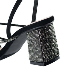 Aiertu  Original - Embellished Ankle Strap Mid Heels Aiertu