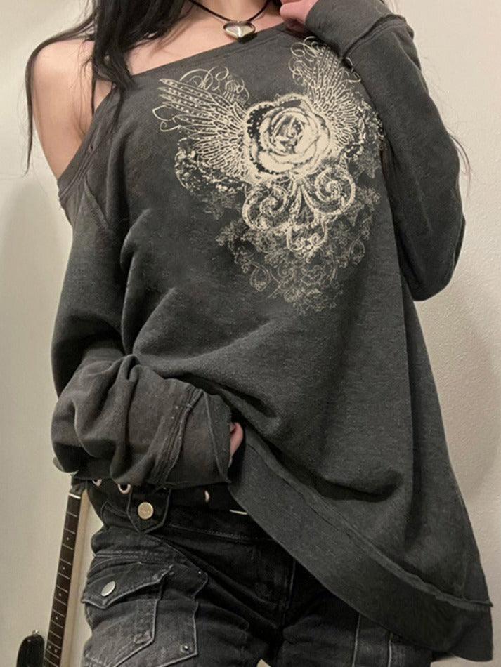 Aiertu  -Niche Design Vintage Rose Sweatshirts aiertu