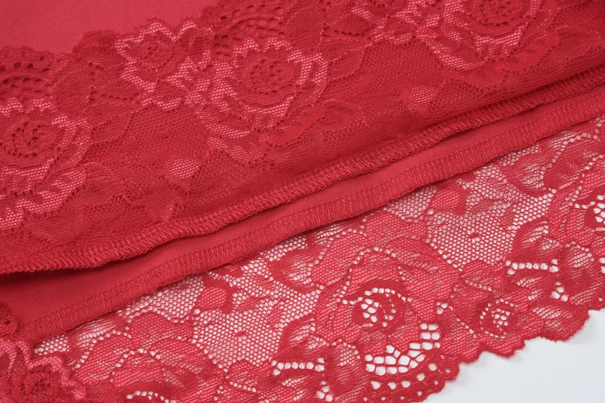 Aiertu  -  Fashion Spaghetti Strap Red Dress Streetwear 2026 Summer Women's Chic V-neck Lace Patchwork Mini Party Dresses Night Club Outfit Aiertu