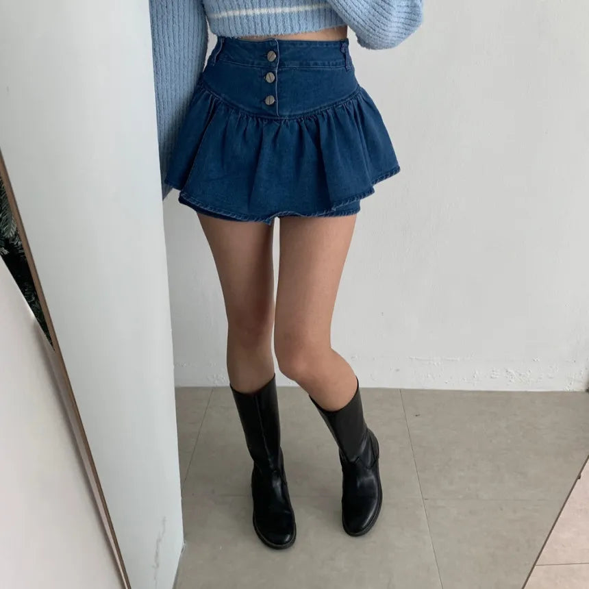 Aiertu  -  Korean Y2K Sheath High Waist Solid Color Shorts Skirts 2025 Spring Women's Slim Fit Hotsweet Sexy Style Harajuku Denim Skirt Aiertu