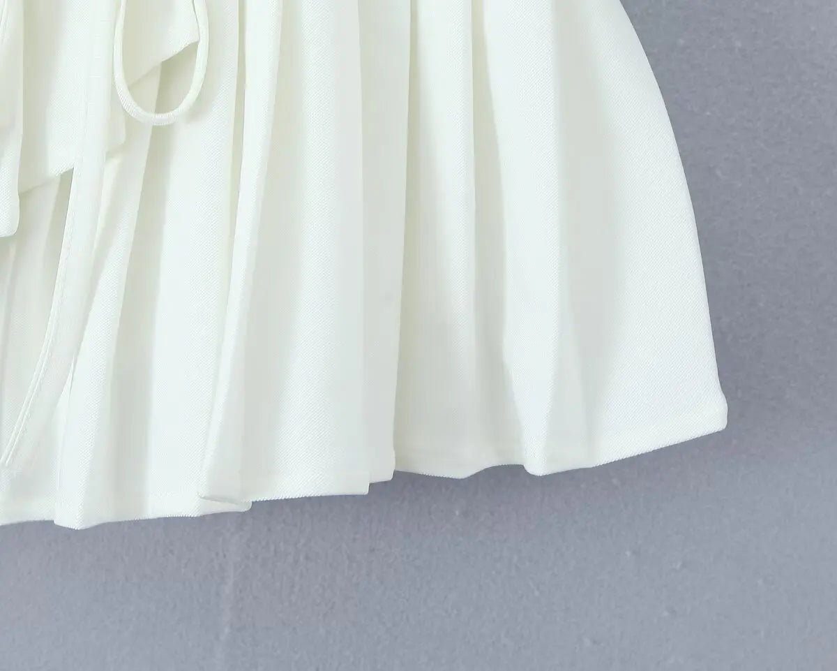 Aiertu  -  Y2K Style Cool Girl Cross Slit Asymmetrical Pleated Mini Skirts Women Side Zipper Low Waist Sports Skirts Gray Black White Aiertu
