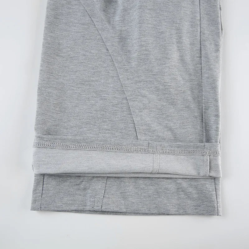 Aiertu  -  2025 New Harajuku Korean Style Gray Loose Wide Leg Trousers Street Joggers Stylish Chic Split Patchwork Women Baggy Pants Aiertu