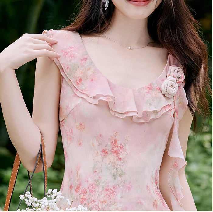 Aiertu  Honey Vine Vintage-Floral Ethereal Essence Dress Aiertu