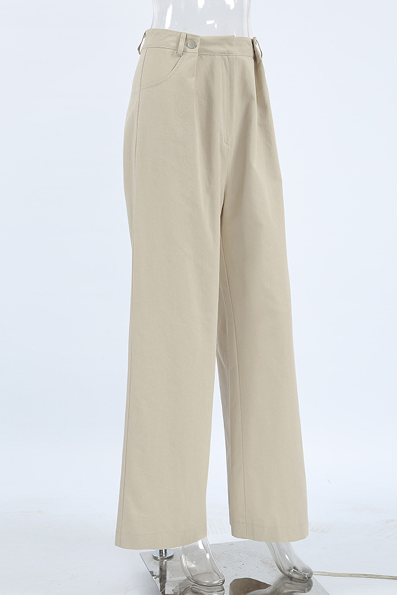 Aiertu  -Casual Pocket Buttons Loose High Waist Wide Leg Bottoms aiertu