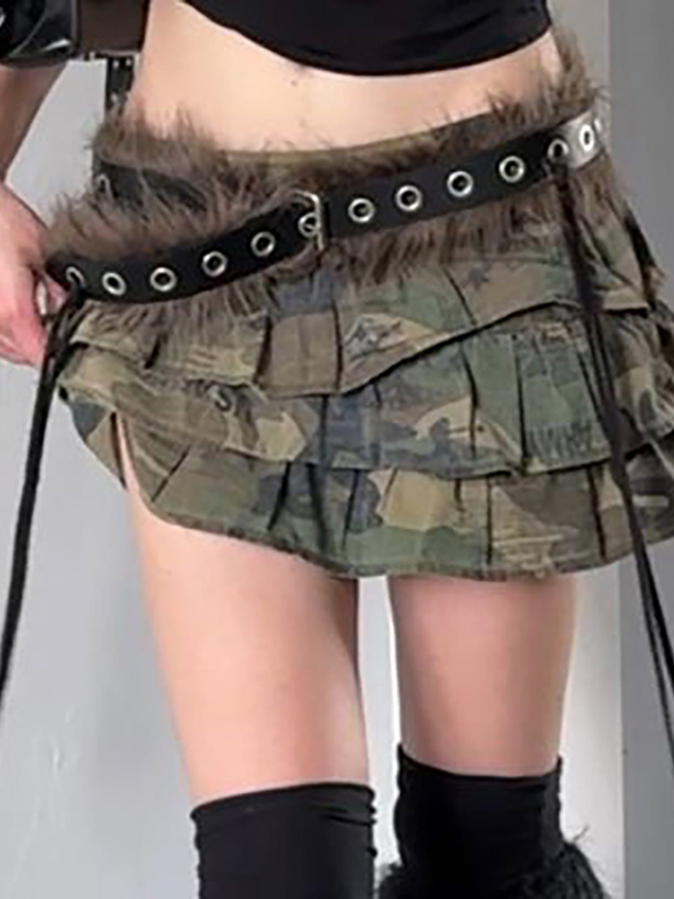 Aiertu - summer inspo Fashion Vintage Faux Fur Spliced Leather Pu Women Belt Chic Hottie Y2k Simple All-Match Waist Accessories Aiertu