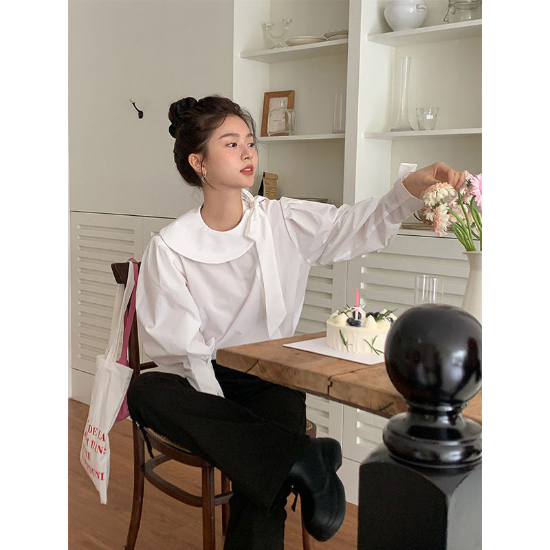 Aiertu Elegant White Shirts Women Vintage Bow Bandage Blouses Spring Office Lady Korean Long Sleeve All Match Chic Designer Tops Aiertu