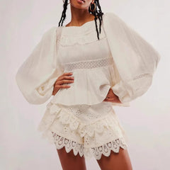 Aiertu  -  European cake multi-layer lace shorts skirt hot pants sexy babes high waist culottes Aiertu