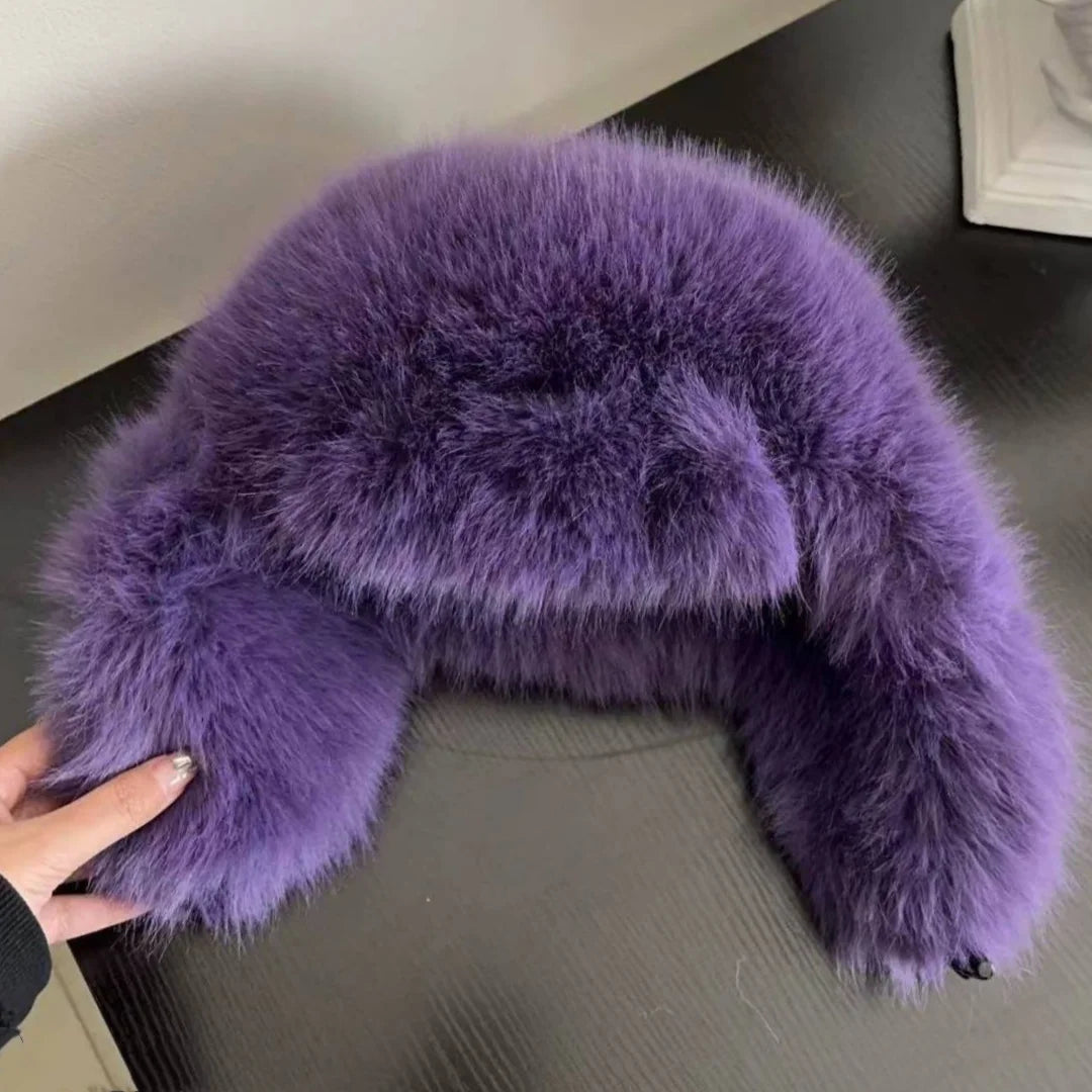 Aiertu  -  Thick Furry Faux Fur Hats For Women Men Winter Outdoor Keep Warm Earflap Ski Hat Girl Corner Buckle Windproof Russian Bomber Cap Aiertu