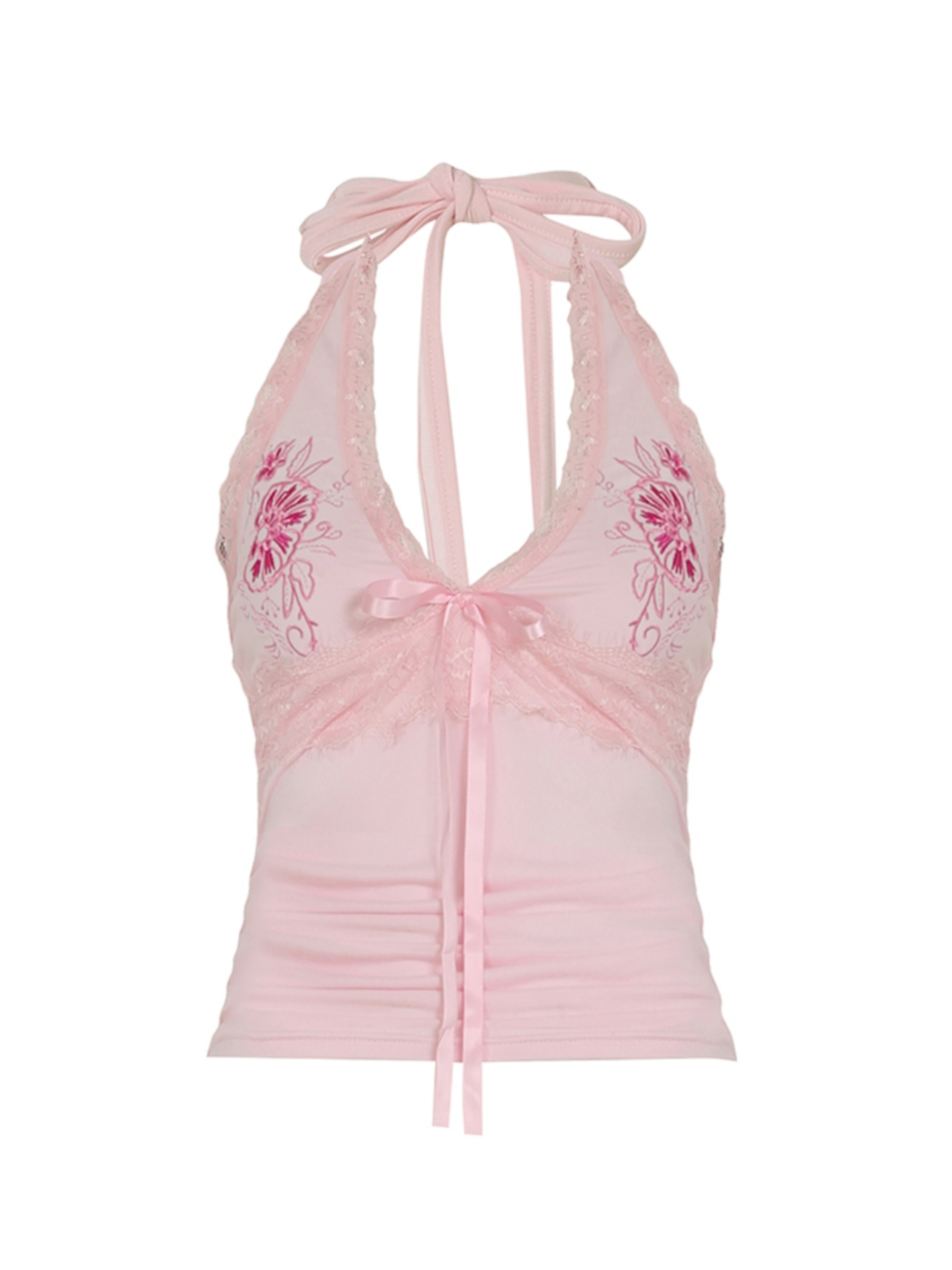 Aiertu  -Dilynn Lace Detail Halter Top aiertu