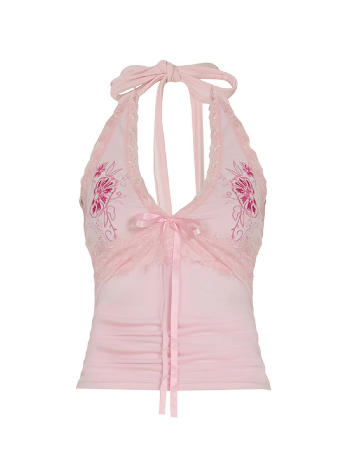 Aiertu  -Dilynn Lace Detail Halter Top aiertu