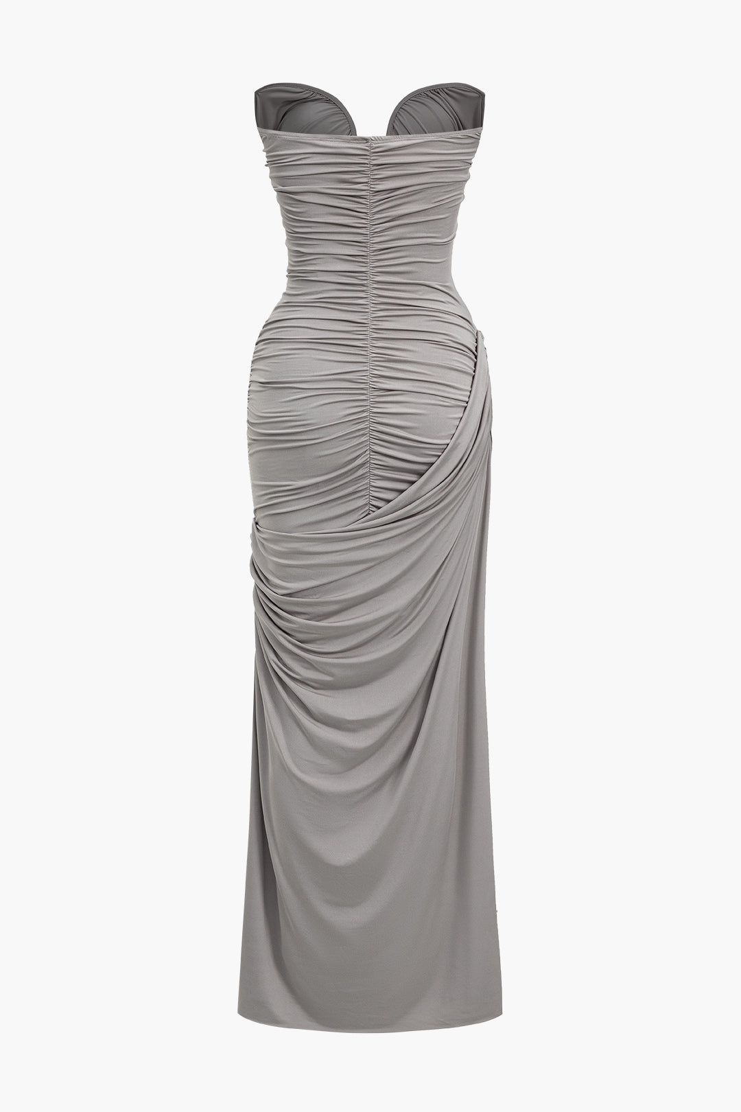 Aiertu  -  Solid Strapless Ruched Maxi Dress Aiertu
