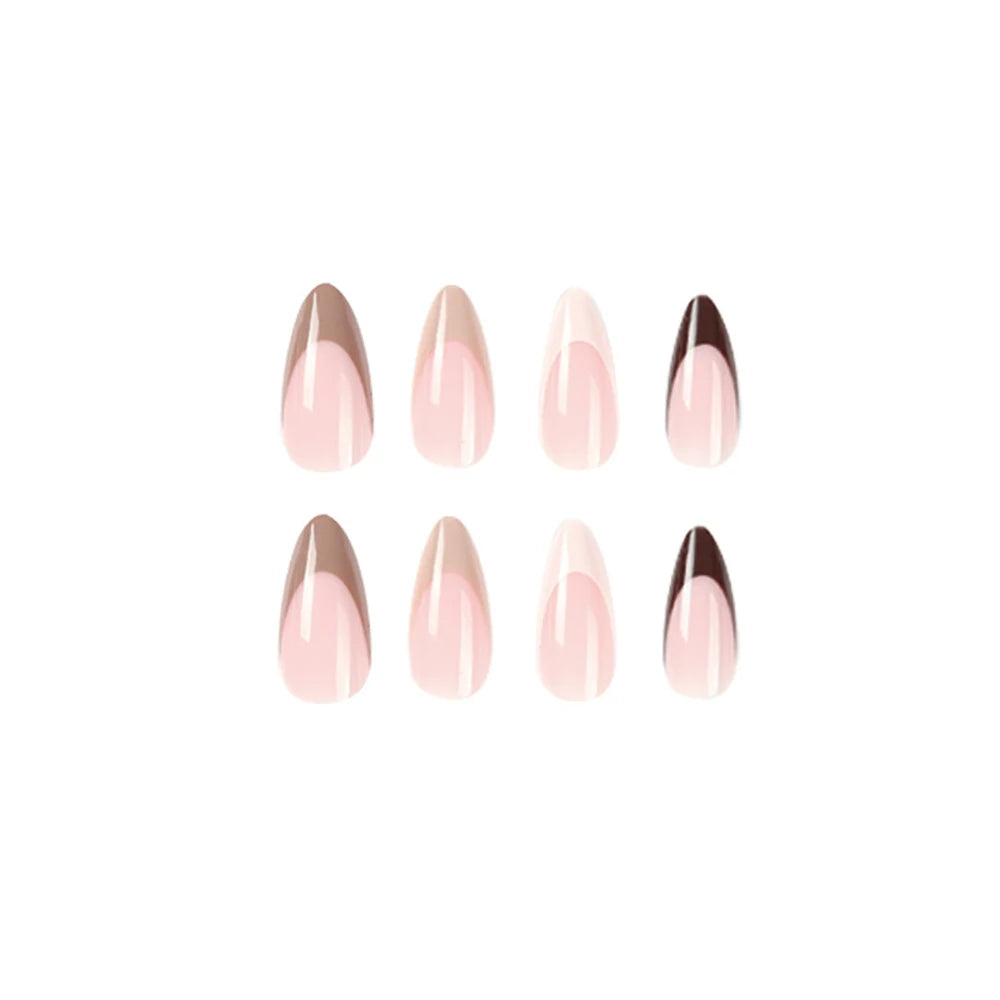 Aiertu  -  24Pcs Almond False Nails with Simple Colorful Design French Stiletto Full Cover Fake Nail Tips DIY Wearable Press on Nails Aiertu