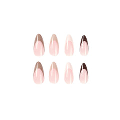 Aiertu  -  24Pcs Almond False Nails with Simple Colorful Design French Stiletto Full Cover Fake Nail Tips DIY Wearable Press on Nails Aiertu