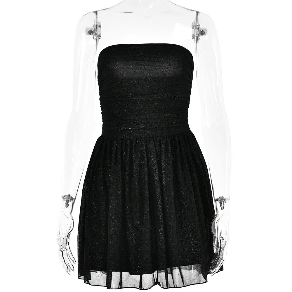 Aiertu  -  Sexy Strapless Tunics Bandage A-line Birthday Party Dress Women's Sleeveless High Waist Backless Zip-up Short Evening Dresses Aiertu