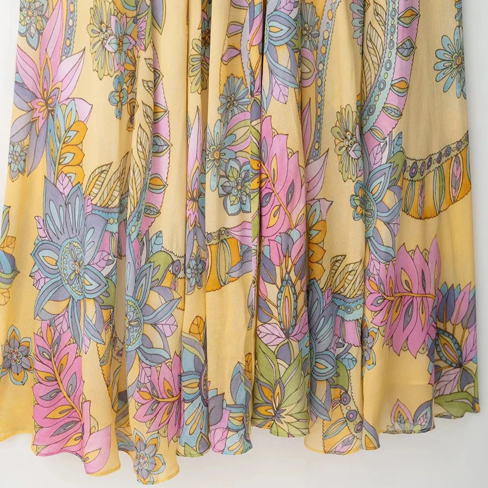Aiertu  -  Retro Printing Camisole Dresses for Women Square Collar Sleeveless Loose Waist Bohemian Casual Style Dress Female Aiertu