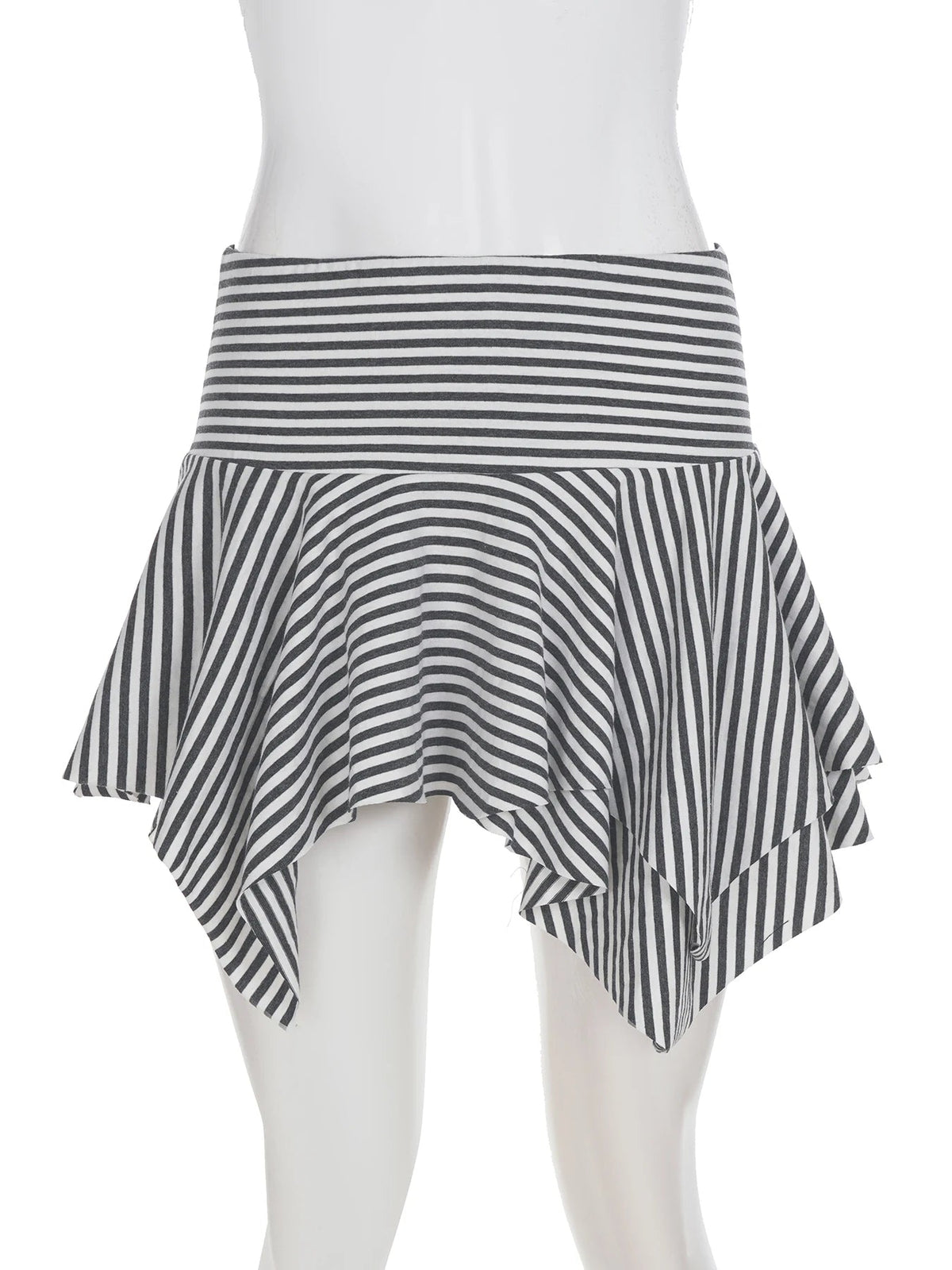 Aiertu  -  Casual Striped A-Line Skirts Elegant Slim Low-Waisted Asymmetrical Mini Skirts Women 2025 Summer Fashion Streetwear Lady Aiertu
