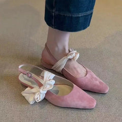 Aiertu  -  Bow Flat Sandals Women Pointed Toe Shoes Slingback Elegant Summer Trend Woman Slippers Shallow Marie Janes Dress Sandalias Aiertu